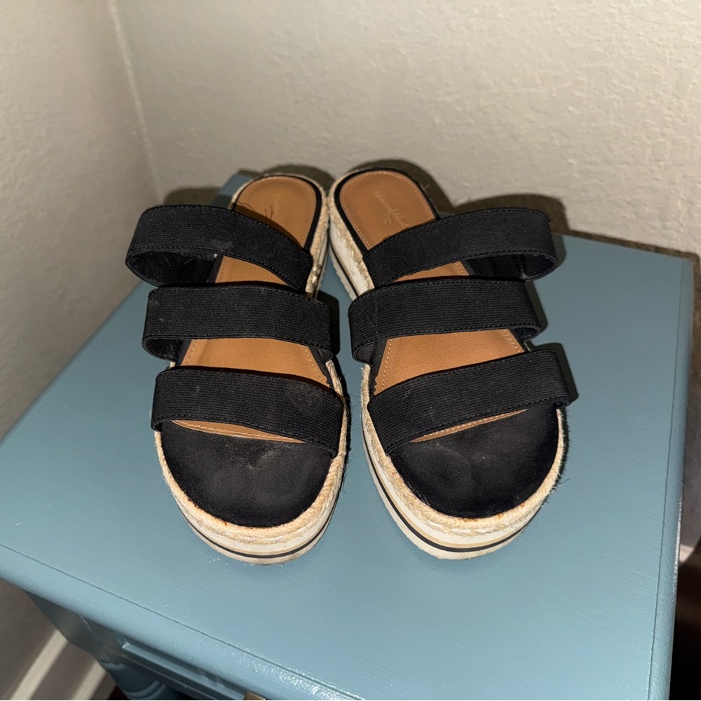 Black Strappy Espadrille Sandals